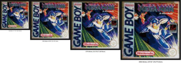 "DIY Game Boy Mega Man Wall Art Frame – Shop Now" brick-inspired artwork | Compatible with LEGO-style bricks | Pixel Brick Art