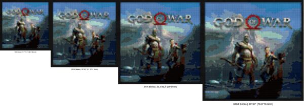 "God of War Wall Art Frame Kits - DIY Paint By Numbers" LEGO-style DIY wall decor | Compatible with LEGO-style bricks | Pixel Brick Art