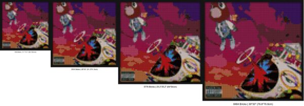 "Graduation Kanye Album Cover Pixel Art Frame" DIY pixel mosaic | Compatible with LEGO-style bricks | Pixel Brick Art