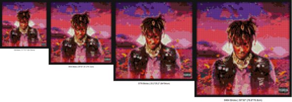 "Juice WRLD Legends Never Die Wall Art Frame" pixel-style bricks | Compatible with LEGO-style bricks | Pixel Brick Art