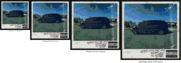 "Kendrick Lamar Good Kid Maad City Wall Art Frame" custom brick canvas | Compatible with LEGO-style bricks | Pixel Brick Art