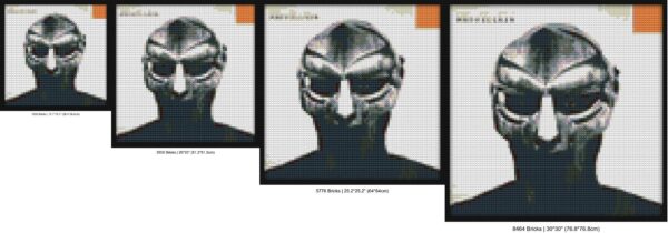 "MF DOOM Album Cover Wall Art Frame - Exclusive" DIY brick mosaic | Compatible with LEGO-style bricks | Pixel Brick Art