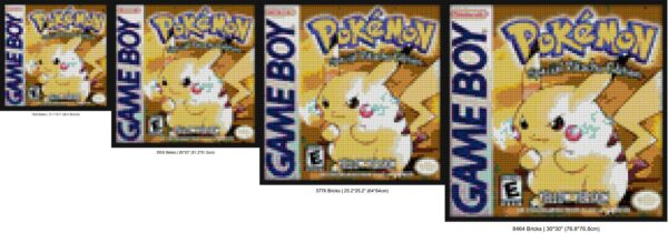 "Unique Pokemon Yellow Pixel Art Frame - Retro Style" pixel-style bricks | Compatible with LEGO-style bricks | Pixel Brick Art