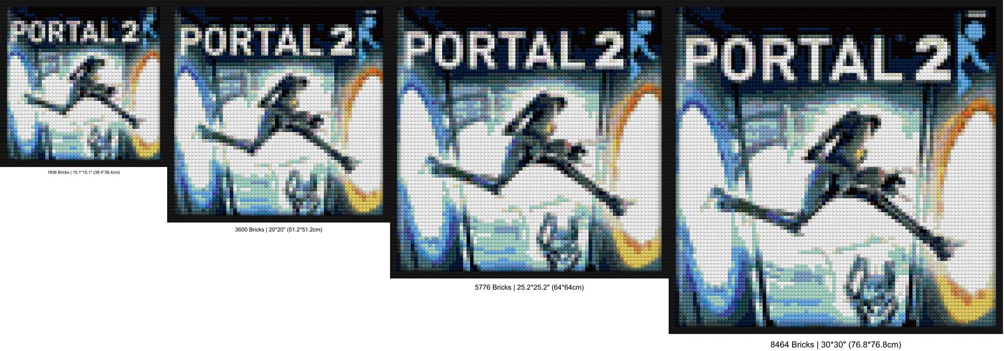 "Portal 2-Inspired Wall Art Frame - Unique Design" custom brick portraits | Compatible with LEGO-style bricks | Pixel Brick Art