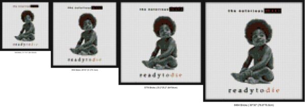 "Notorious B.I.G. Ready To Die Pixel Art Frame" LEGO-style bricks art | Compatible with LEGO-style bricks | Pixel Brick Art