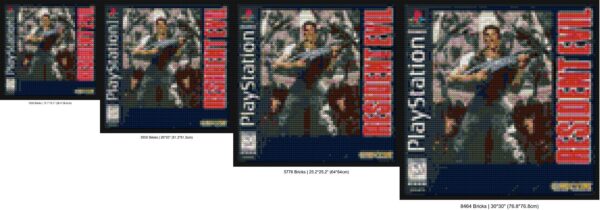 "DIY Interlocking Brick Wall Art Frame - Resident Evil PS1" pixel-style bricks | Compatible with LEGO-style bricks | Pixel Brick Art