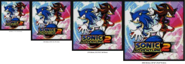 "Sonic Adventure 2 Game-Inspired Wall Art Frame" block mosaic design | Compatible with LEGO-style bricks | Pixel Brick Art