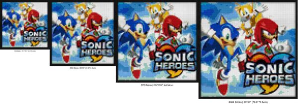 "Sonic Heroes Wall Art Frame - Colorful Game Design" DIY pop culture bricks | Compatible with LEGO-style bricks | Pixel Brick Art