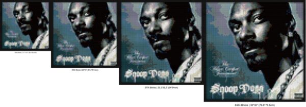 "Snoop Dogg Tha Blue Carpet Wall Art Frame Edition" DIY pixel mosaic | Compatible with LEGO-style bricks | Pixel Brick Art