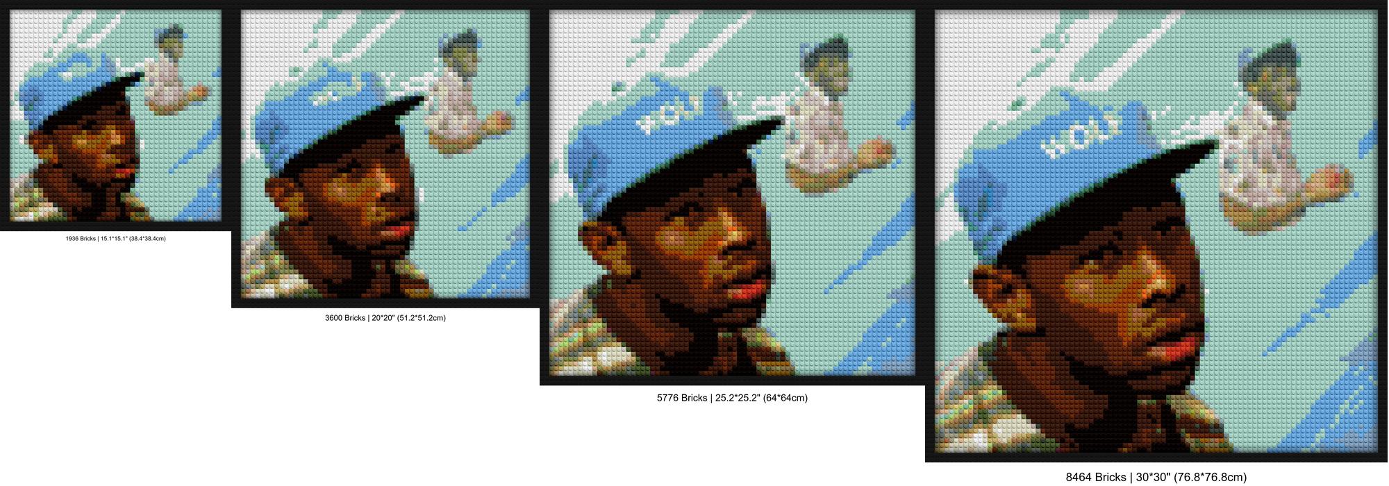 "DIY Brick Mosaic Kit: Tyler The Creator Wolf Blue Cover" building brick art | Compatible with LEGO-style bricks | Pixel Brick Art