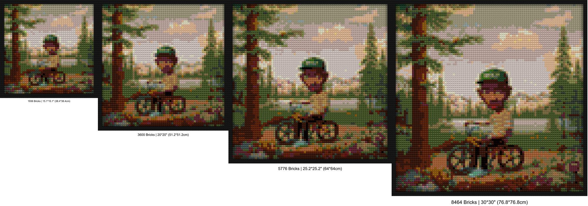 "Wolf Album-Inspired Tyler The Creator Bike Art Frame" custom brick portraits | Compatible with LEGO-style bricks | Pixel Brick Art