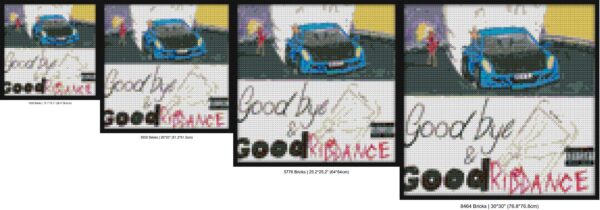 "Unique Goodbye Good Riddance Wall Art Frame Kit" brick-based pixel art | Compatible with LEGO-style bricks | Pixel Brick Art