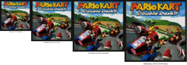 "Mario Kart Double Dash GameCube Wall Art Frame" interlocking brick mosaic | Compatible with LEGO-style bricks | Pixel Brick Art