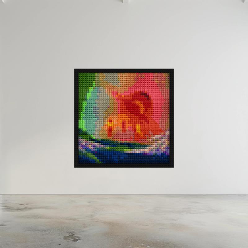 "Donda With Child Kanye West Wall Art Frame" handmade brick mosaics | Compatible with LEGO-style bricks | Pixel Brick Art