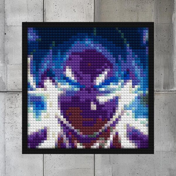 "Ultra Instinct Goku Frame - Unique Anime Artwork" pixel brick art | Compatible with LEGO-style bricks | Pixel Brick Art