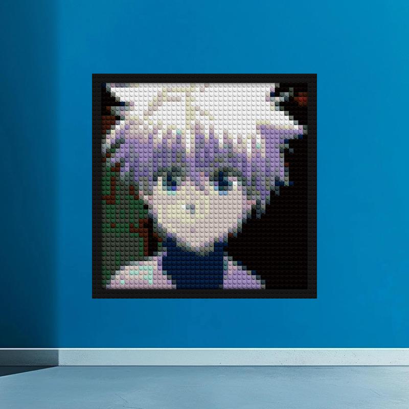 "Kilua Hunter X Hunter Inspired Art Frame Kit" brick wall art | Compatible with LEGO-style bricks | Pixel Brick Art