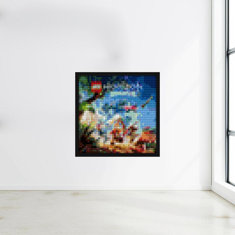 "Explore Lego Horizon Adventures Wall Art Frame" building brick art | Compatible with LEGO-style bricks | Pixel Brick Art