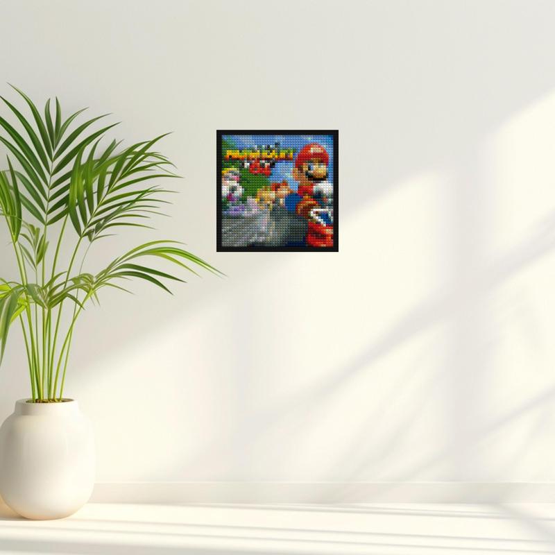 "Mario Kart 64 DIY Wall Art Frame | Unique Retro Decor" brick-inspired artwork | Compatible with LEGO-style bricks | Pixel Brick Art