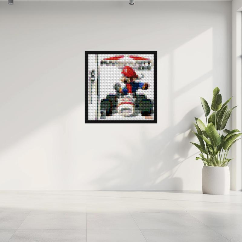 "Custom Mario Kart DS Cover Wall Art Frame - Unique" pixel-style bricks | Compatible with LEGO-style bricks | Pixel Brick Art
