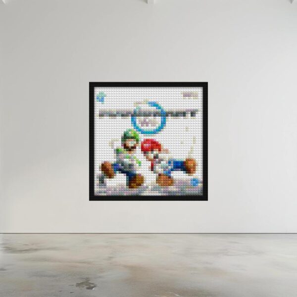 "Unique Mario Kart Wii Wall Art Frame - Collector's Edition" handmade brick mosaics | Compatible with LEGO-style bricks | Pixel Brick Art