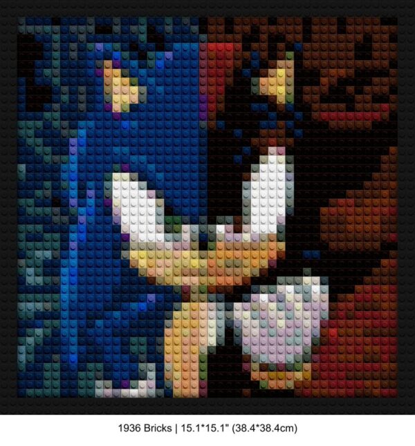 Sonic the Hedgehog fanart brick wall art | Compatible with LEGO-style bricks | Pixel Brick Art