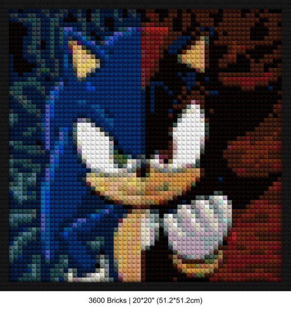 Shadow the Hedgehog DIY brick mosaic | Compatible with LEGO-style bricks | Pixel Brick Art