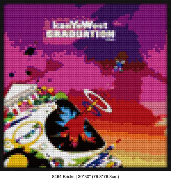 music artwork retro pixel brick art | Compatible with LEGO-style bricks | Pixel Brick Art