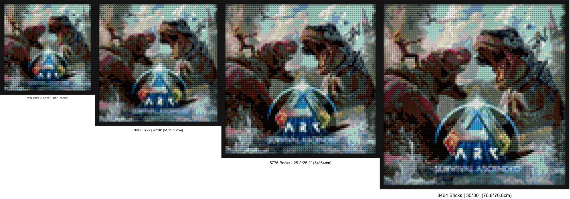 "ARK Survival Ascended Wall Art Frame - Unique Decor" DIY interlocking bricks | Compatible with LEGO-style bricks | Pixel Brick Art