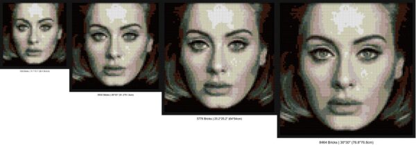 "Adele 25 Album Pixel Art Frame - Unique Wall Art" interlocking brick mosaic | Compatible with LEGO-style bricks | Pixel Brick Art