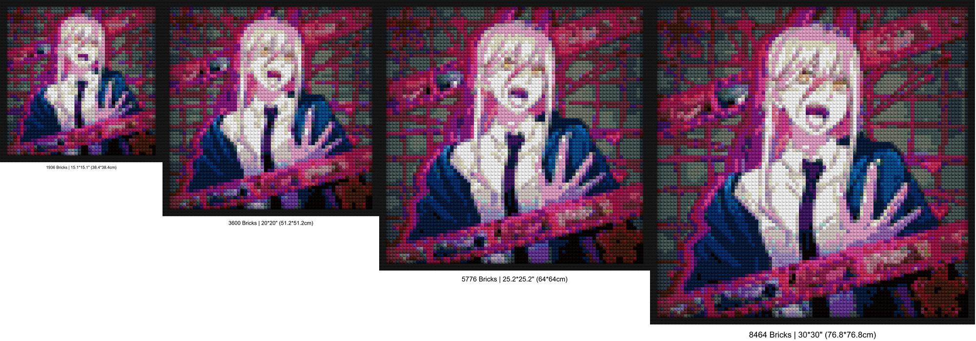 "Chainsaw Man Anime Wall Art Frame - Unique Decor" pixel-style bricks | Compatible with LEGO-style bricks | Pixel Brick Art