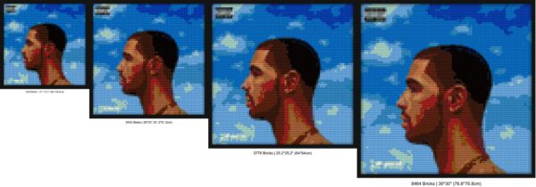 "Drake Nothing Was The Same Deluxe Frame Art" brick-based pixel art | Compatible with LEGO-style bricks | Pixel Brick Art