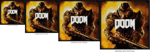 "Doom Game DIY Pop Culture Wall Art Frame" custom brick portraits | Compatible with LEGO-style bricks | Pixel Brick Art