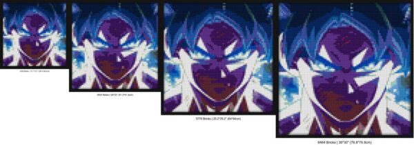 "Ultra Instinct Goku Frame - Unique Anime Artwork" building brick art | Compatible with LEGO-style bricks | Pixel Brick Art