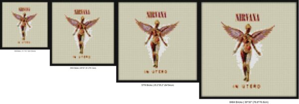 "In Utero Nirvana Album Art Frame - Handcrafted Unique" brick wall art | Compatible with LEGO-style bricks | Pixel Brick Art