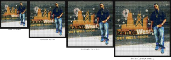 "Kanye West Get Well Soon Wall Art Frame | Exclusive" pixel brick art | Compatible with LEGO-style bricks | Pixel Brick Art