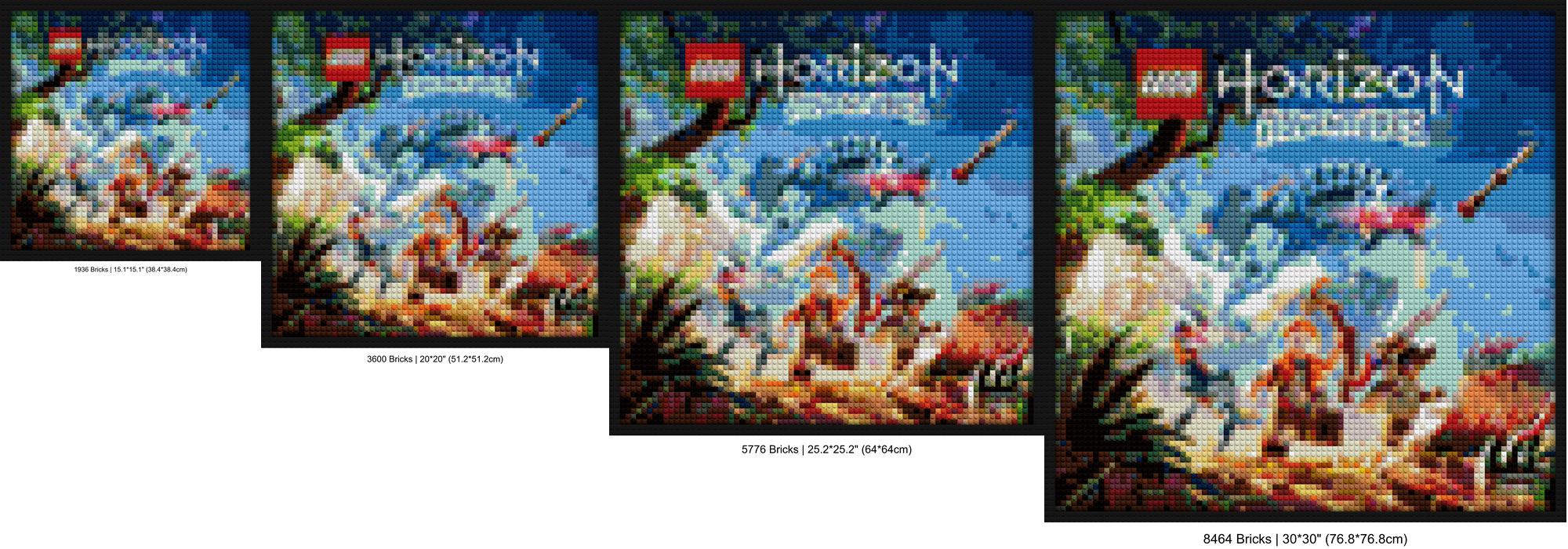 "Explore Lego Horizon Adventures Wall Art Frame" LEGO-style DIY wall decor | Compatible with LEGO-style bricks | Pixel Brick Art
