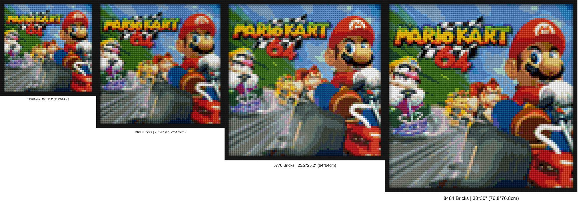 "Mario Kart 64 DIY Wall Art Frame | Unique Retro Decor" brick painting kits | Compatible with LEGO-style bricks | Pixel Brick Art