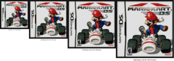 "Custom Mario Kart DS Cover Wall Art Frame - Unique" DIY pixel mosaic | Compatible with LEGO-style bricks | Pixel Brick Art