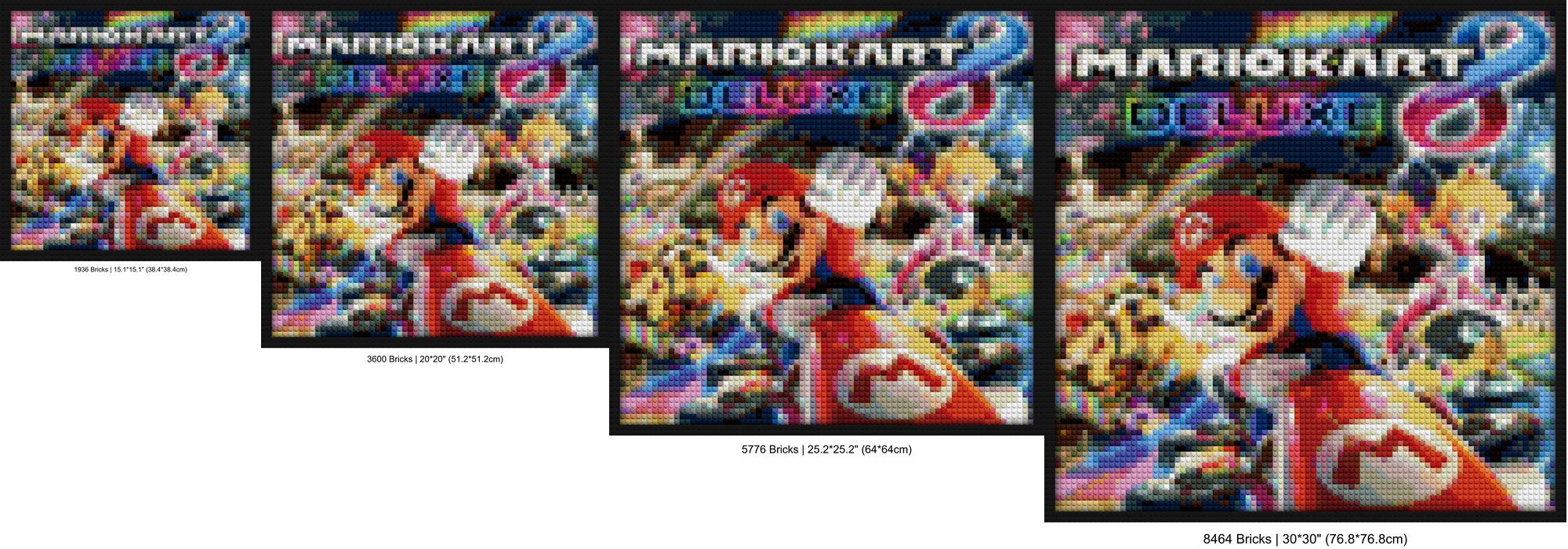 "Mario Kart Deluxe 8 Lego Style DIY Wall Art Frame" building brick art | Compatible with LEGO-style bricks | Pixel Brick Art