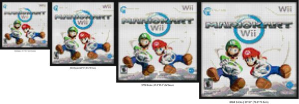 "Unique Mario Kart Wii Wall Art Frame - Collector's Edition" brick block wall decor | Compatible with LEGO-style bricks | Pixel Brick Art