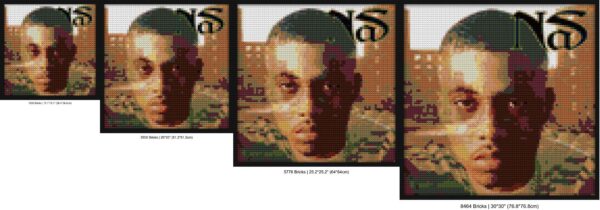 "Nas 'It Was Written' Pixel Art Frame - Unique Design" brick wall art | Compatible with LEGO-style bricks | Pixel Brick Art