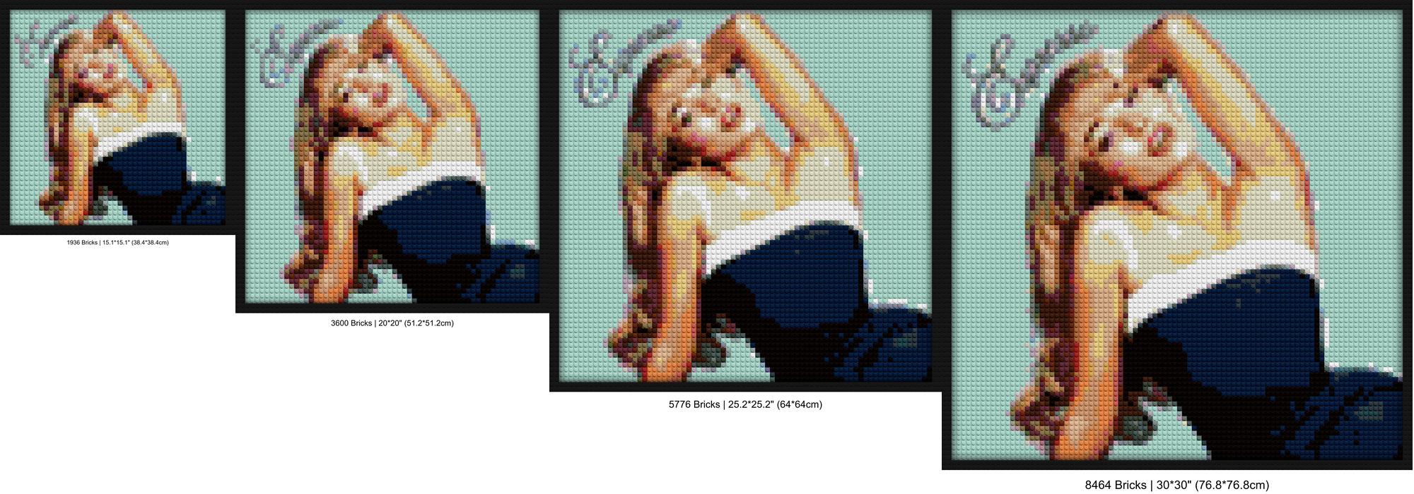 "Sabrina Carpenter Espresso Lego DIY Wall Art Frame" brick block wall decor | Compatible with LEGO-style bricks | Pixel Brick Art