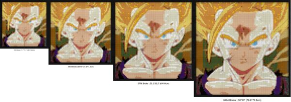 "SanGohan SSJ2 Wall Art Frame - Perfect for Fans!" LEGO-style DIY wall decor | Compatible with LEGO-style bricks | Pixel Brick Art