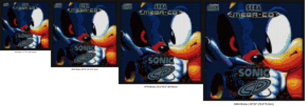 "Sonic CD-Inspired Wall Art Frame | Unique Pixel Art" brick mosaic art | Compatible with LEGO-style bricks | Pixel Brick Art