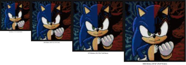 "Sonic & Shadow DIY Fanart Frame - Pop Culture Art" brick block wall decor | Compatible with LEGO-style bricks | Pixel Brick Art