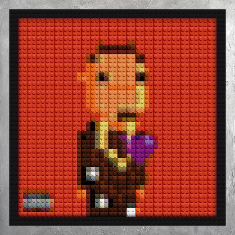 "Marie Curie Portrait by Pierre Bourne - Unique Art Frame" pixel brick art | Compatible with LEGO-style bricks | Pixel Brick Art