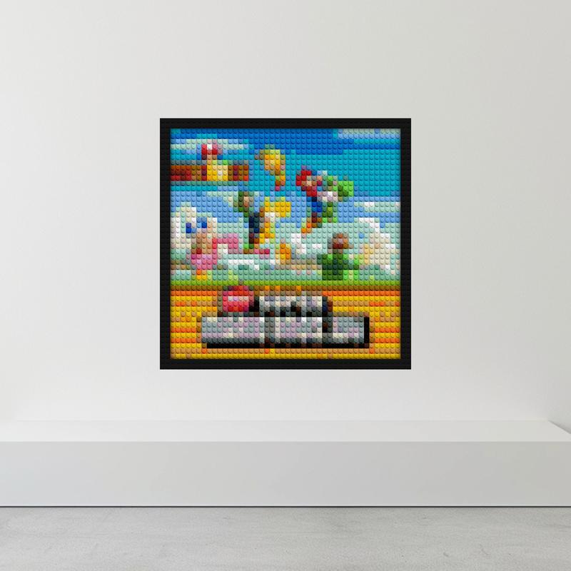 "Super Mario Bros Wii-Inspired Wall Art Frame" LEGO-style bricks art | Compatible with LEGO-style bricks | Pixel Brick Art