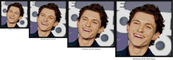 "Tom Holland DIY Pop Culture Wall Art Frame" pixel brick art | Compatible with LEGO-style bricks | Pixel Brick Art