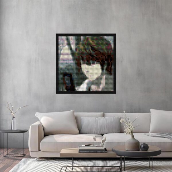 "Unique Light Yagami Death Note Wall Art Frame" building brick art | Compatible with LEGO-style bricks | Pixel Brick Art