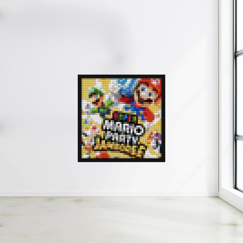 "Mario Party Jamboree Frame - Colorful Wall Art" DIY pixel mosaic | Compatible with LEGO-style bricks | Pixel Brick Art